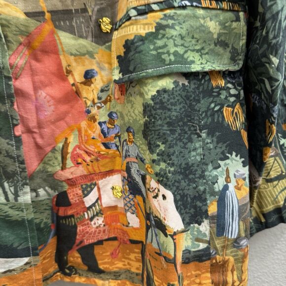Holichic Misha Linen & Cotton Blazer Size XL Mughal Print $245 - Picture 2 of 10